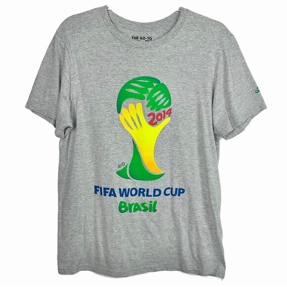 Adidas 2014 Gray FIFA World Cup Brasil Graphic T-Shirt Medium - Picture 1 of 6